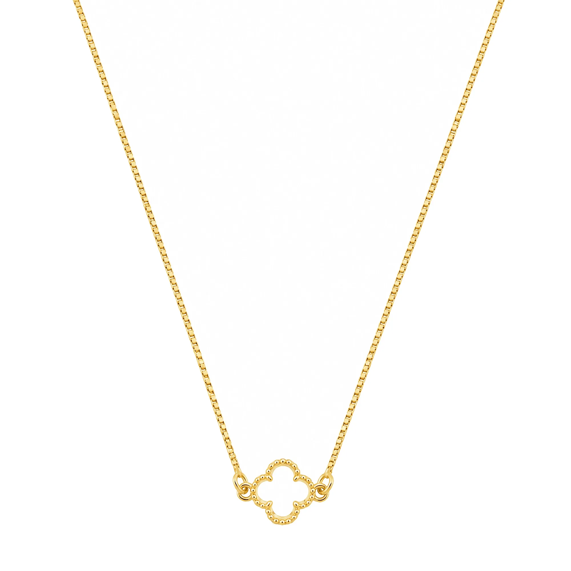 Colar Dourado Trevo em Zircônia Transparente