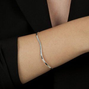 Pulseira Bracelete Ondulado em Prata 925