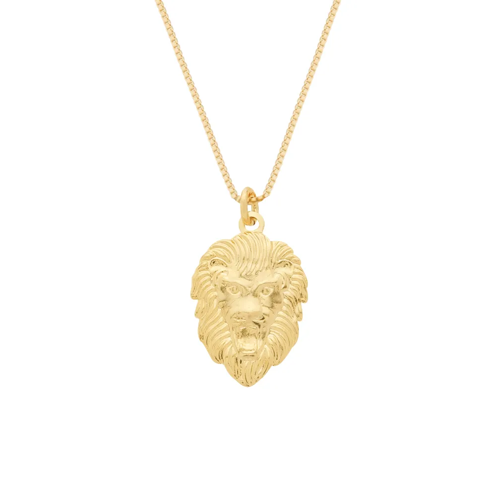 Colar Dourado Pingente Leão